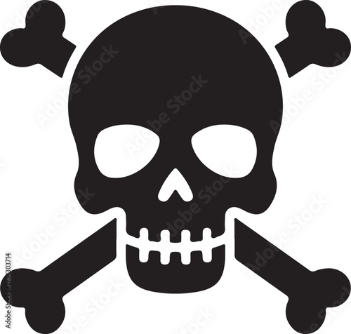 Caribbean skull symbol pirate theme vector silhouette isolated white background