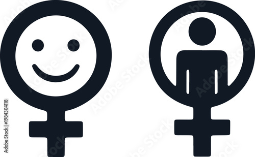 Venus symbol smiley face and gender neutral icon