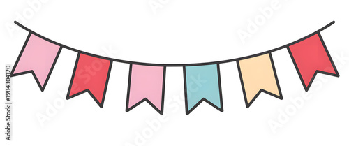 Colorful pennant banner, festive flags, party decoration, celebration garland