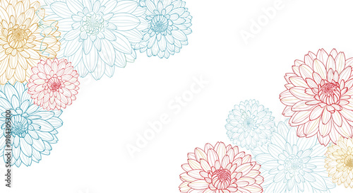 Intricate floral mandala pattern design featuring delicate line art and vibrant pastel colors perfect for bohemian or vintage decor.
