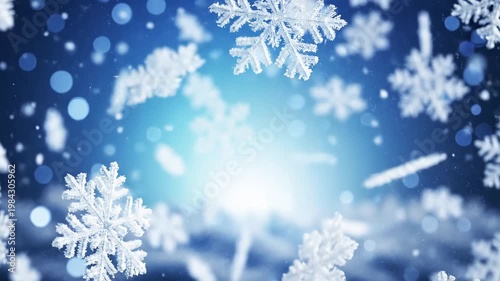 Snowflakes against blue background for commercial backgrounds, digital design, and advertising
