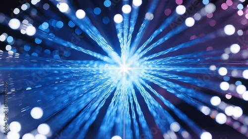 Fiber optic light strands converging for commercial backgrounds, digital design, and advertising