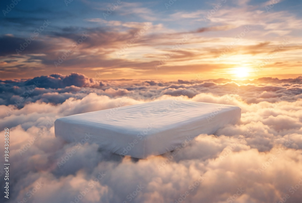 Fototapeta premium Floating Bed in the Clouds