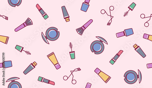 Cute cosmetic pattern background vector design