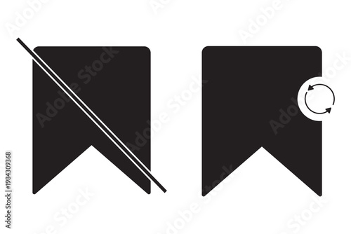 Bookmark Icons set with Disable and Refresh Actions. Perfect for apps, dashboards, and digital navigation systems requiring interactive state indicators.