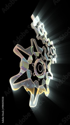 Abstract glowing gears symbolize movement, technology and dynamic mechanical systems in a futuristic, surreal visual style.
