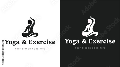 yoga & exercise, modern yoga logo, abstract wellness logo, wellness meditation symbol, health and fitness,  minimalist vector abstract Zen branding