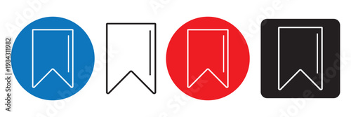 Bookmark Icon Set Collection in solid and Outline Styles. Clean and minimal design ideal for web, mobile apps, UI/UX design, reading apps, favorites, and save content concepts.