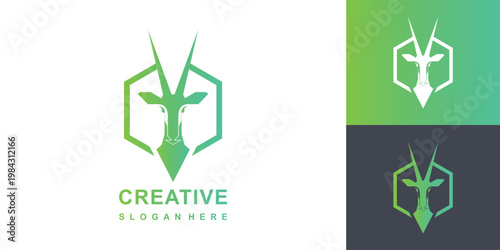 Abstract deer logo with technology concept.
