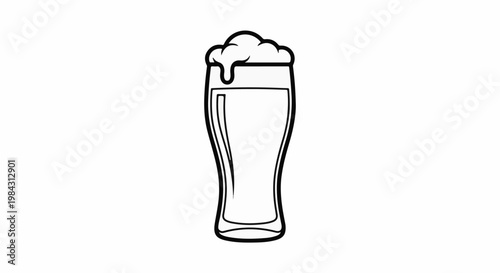 Outline of a tall glass with frothy liquid overflowing the brim