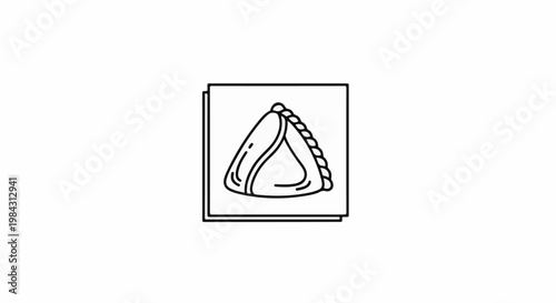 Outline of a triangular pastry with crimped edge on layered squares