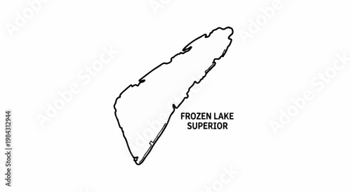 Outline map of frozen lake with text overlay