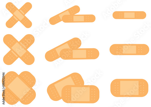 絆創膏のイラストセット
