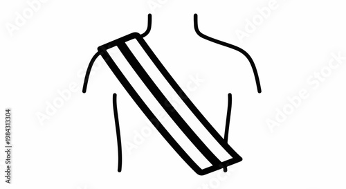 Minimalist line art of a person's upper body wearing a sash