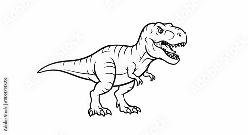 Outline of a ferocious Tyrannosaurus Rex dinosaur with sharp teeth