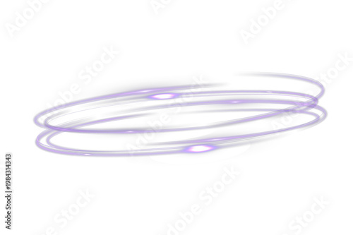Abstract purple glowing light trails forming dynamic elliptical swirl with neon energy effect on dark background.
