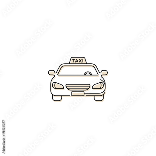 Outline of taxi car with signage on top in minimalist style  