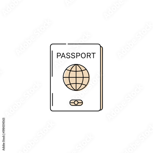 Passport with globe icon on white background  