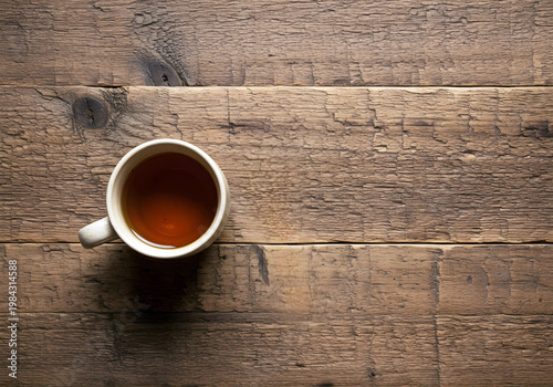 cup of coffee on wooden table