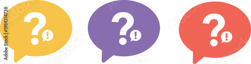 Colorful vector illustration of speech bubble icons symbolizing inquiry and communication