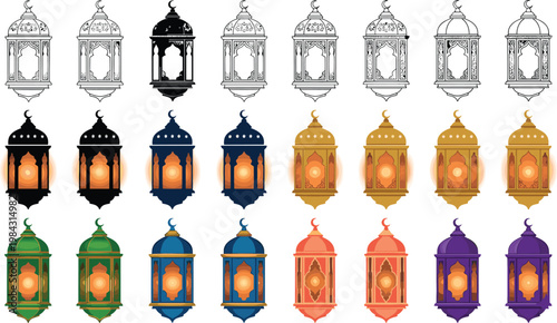 Colorful vector illustration of lantern icons symbolizing festivity and cultural celebration