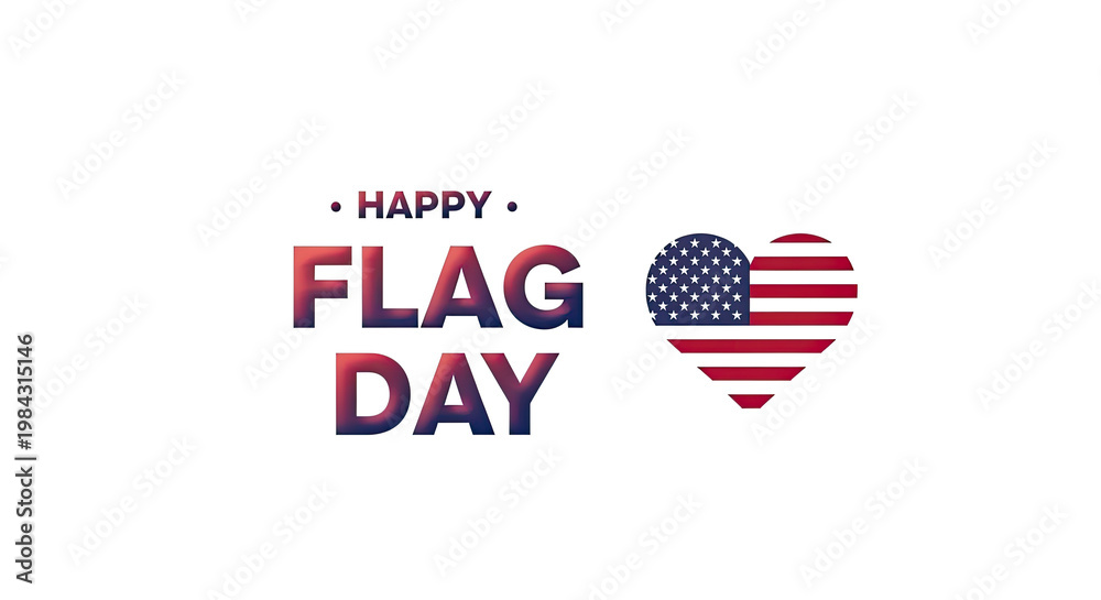 Obraz premium Happy flag day patriotic american heart design for june 14th celebration