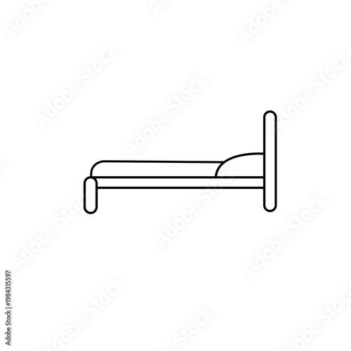Bed Icon Set Black White Vector Sleep Bedroom Furniture Symbol Collection
