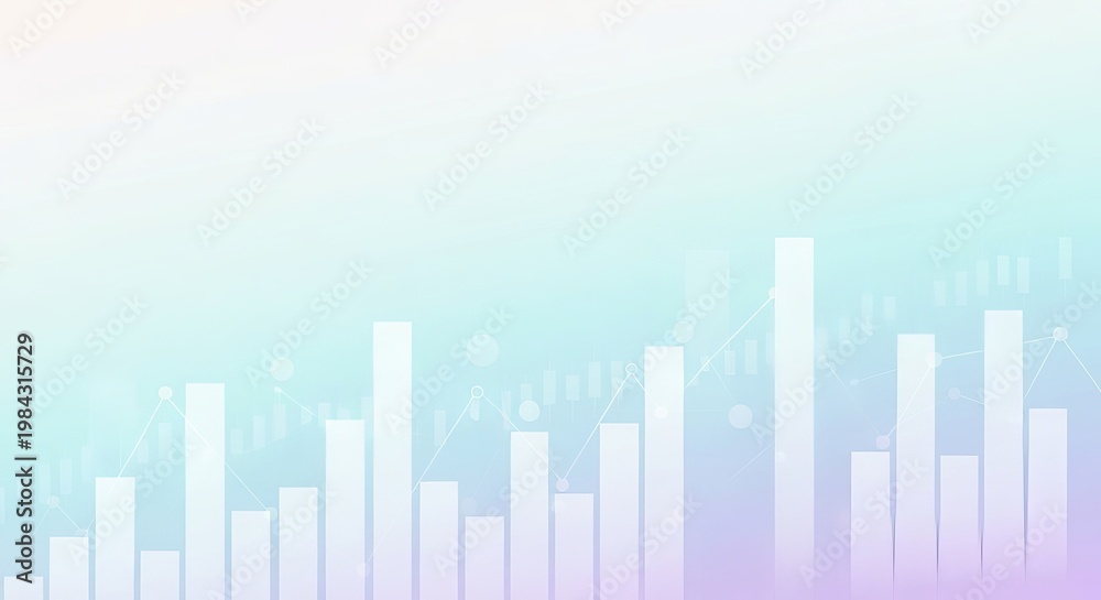 Fototapeta premium Elegant Pastel Data Visualization Backdrop Featuring Bar Charts, Line Graphs, and Nodes in Gradient