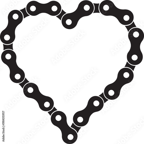 Bicycle chain heart shape symbol for love and cycling