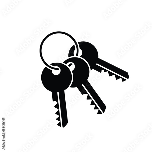 Bunch of Three Black Keys on a Ring keychain