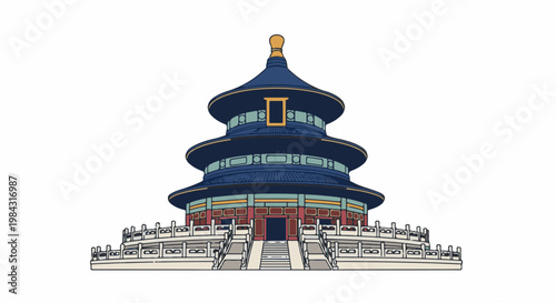 Multi-tiered traditional building with ornate railings and entrance