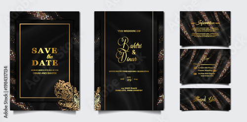 luxury wedding invitation card design set