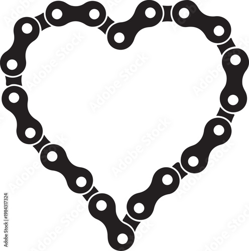 Bicycle chain heart shape symbol love cycling