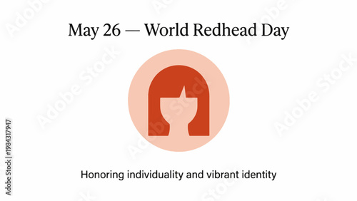 World Redhead Day May 26 Poster with Female Red Hair Silhouette, Celebrating Individuality and Unique Identity Concept, Lifestyle Awareness Banner Flat Vector Illustration