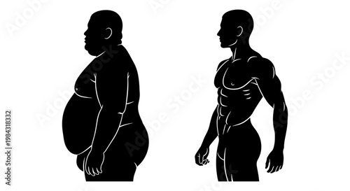 Comparison of body composition between obese and lean individuals Vector, illustration