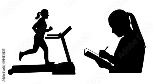 Balancing exercise and study routines in everyday life Vector, illustration