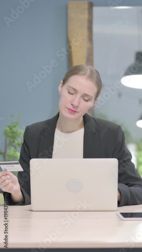 Wallpaper Mural Businesswoman Unable to make Online Payment on Laptop, Vertical Video Torontodigital.ca