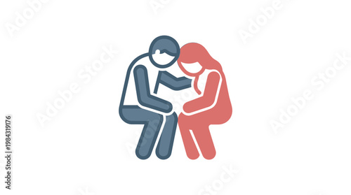 Support and Empathy Icon Comforting Figure