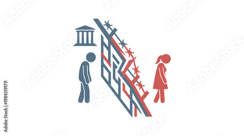 Barriers to Justice Political and Social Divide Concept