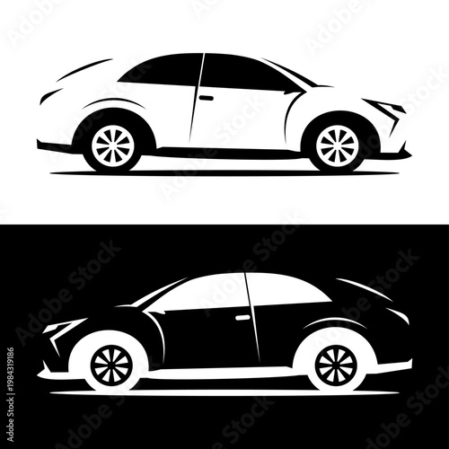 Side View Black and White Minimal Design Vector