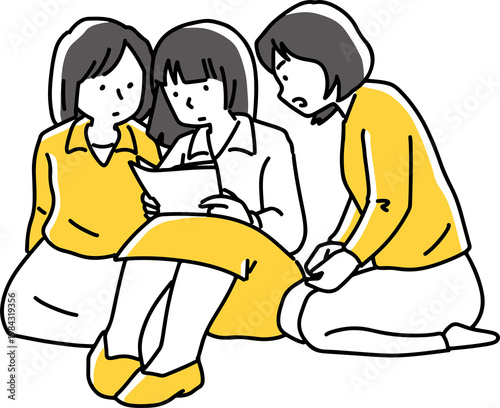 手紙を読む3人女性