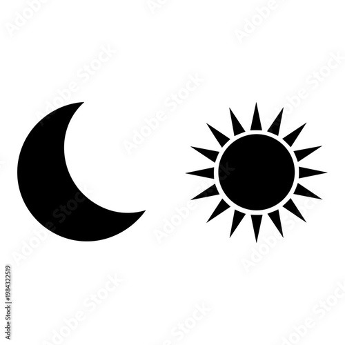 Symbolic representation of moon and sun with contrasting designs Vector, illustration
