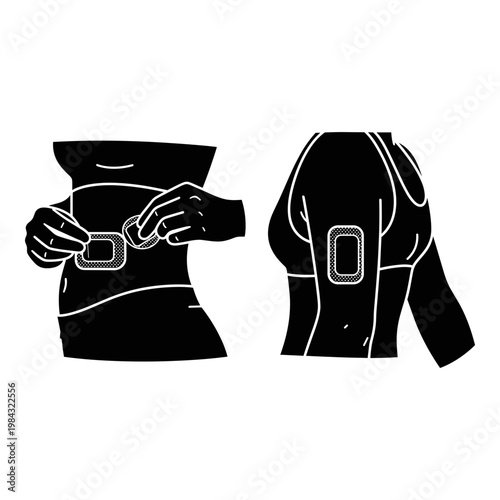 Demonstration of how to attach and wear a seatbelt properly on a child car seat. Vector, illustration