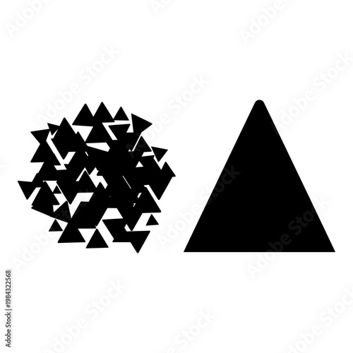 Fractal triangular pattern and single geometric triangle illustration Vector, illustration