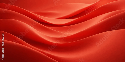 Red satin silk fabric background with smooth flowing waves and elegant luxury texture design