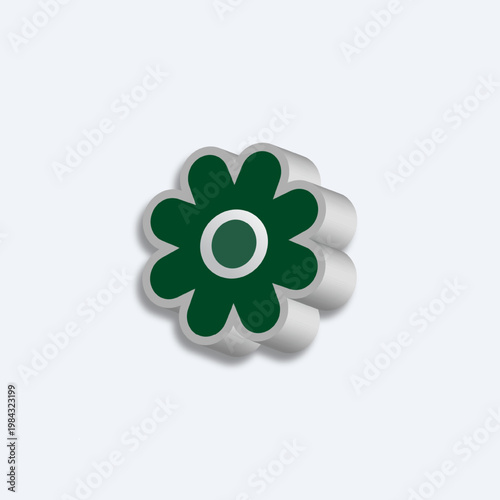 3d glossy of green flower icons design