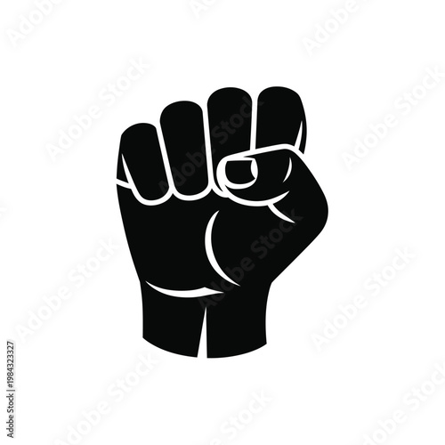 A powerful black fist raised in protest or solidarity