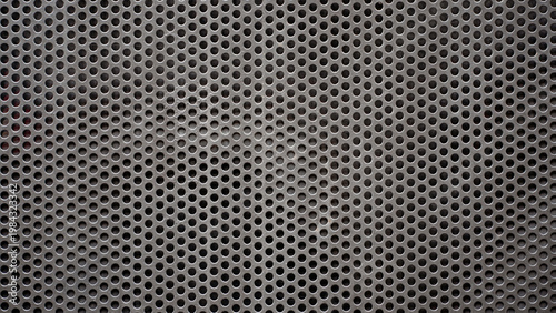 Tableau sur toile Industrial perforated gray metal sheet texture with circular hole pattern background