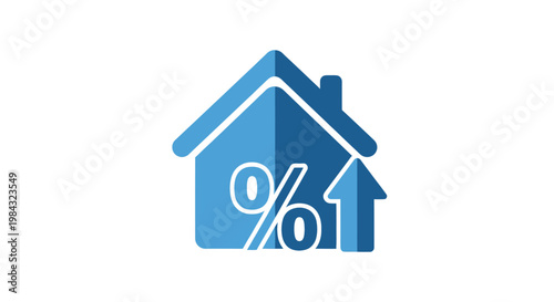 Real Estate Growth Percentage House Icon with Rising Arrow for Property Value and Investment Concept
