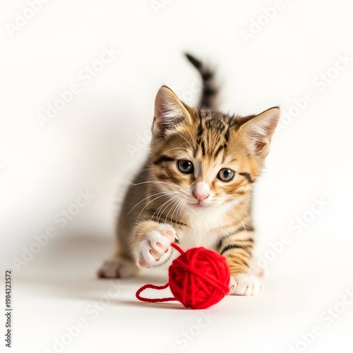 kitten with red ball